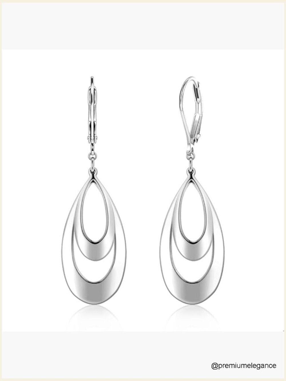 925 Sterling Silver Teardrop Dangle Earrings Leverback Hypoallergenic Double